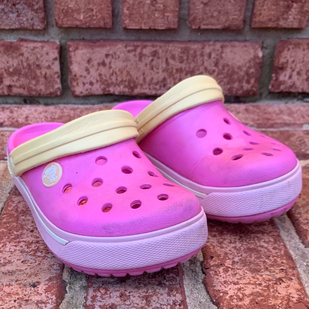 CROCS Kids Pink and Yellow Sandals